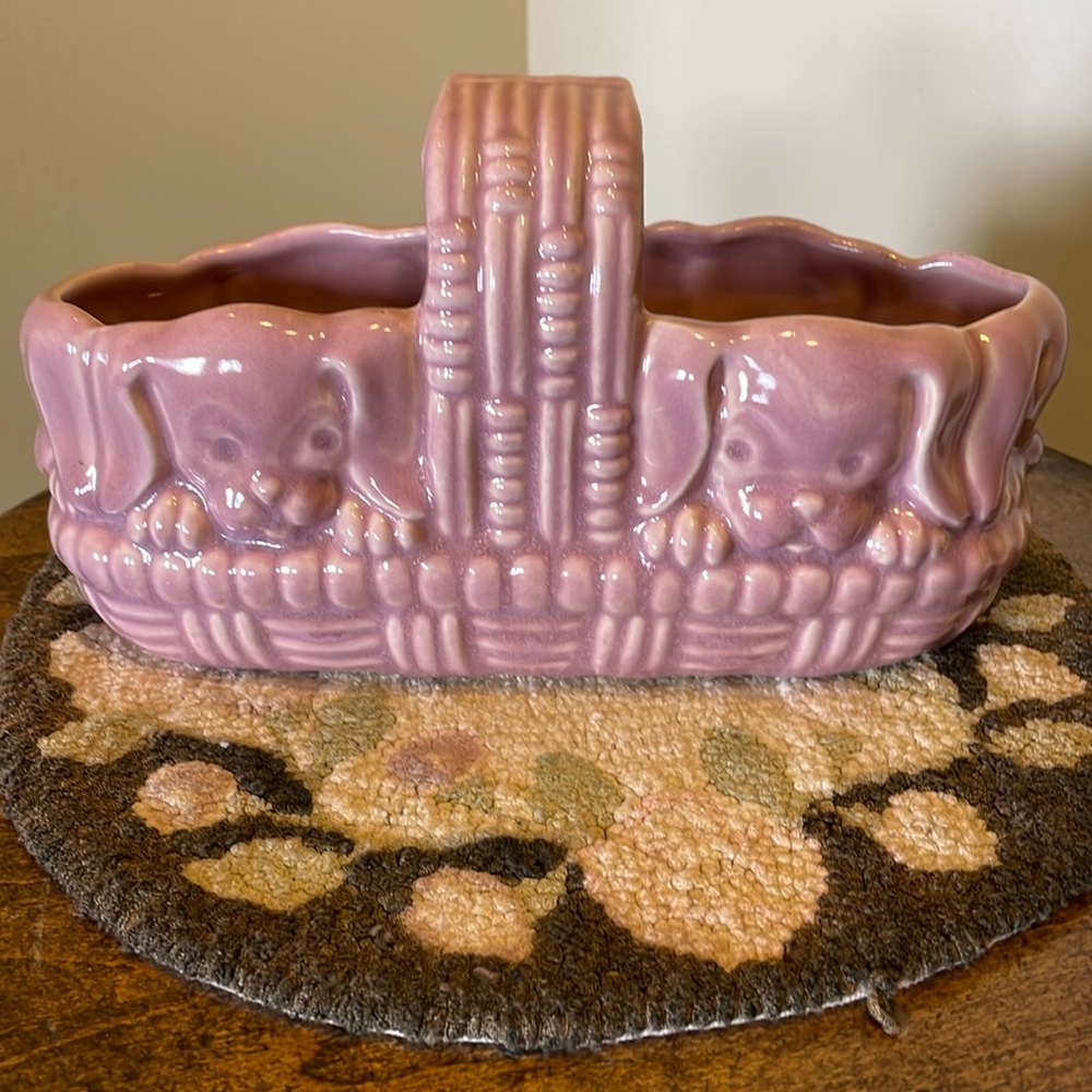 VTG Brush McCoy Puppy Dog Basket Planter